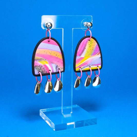 Anniversary marbled tombstone silver drop hooks