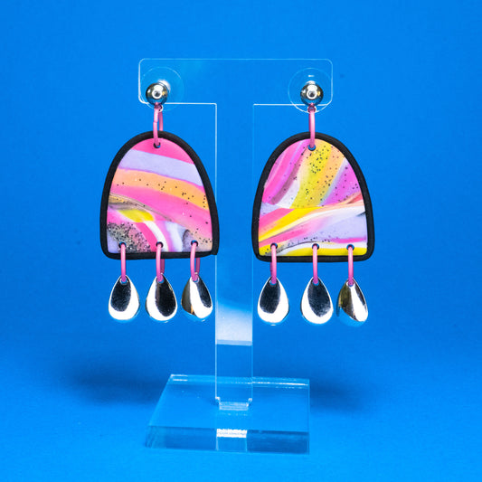 Anniversary marbled tombstone silver drop hooks