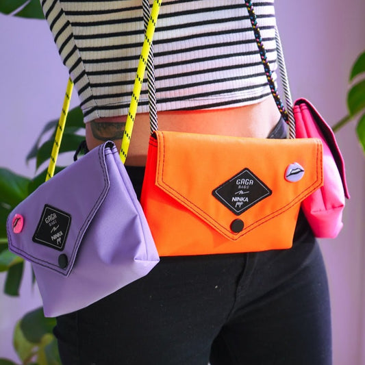 Orange bag (lilac + black/white strap)
