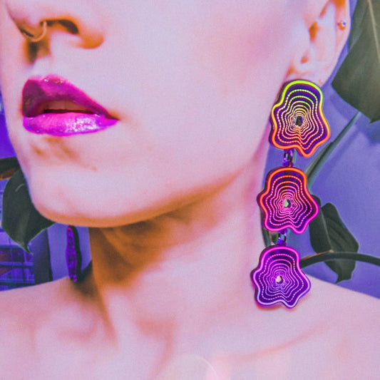 Vaporwave purple triple blob dangles