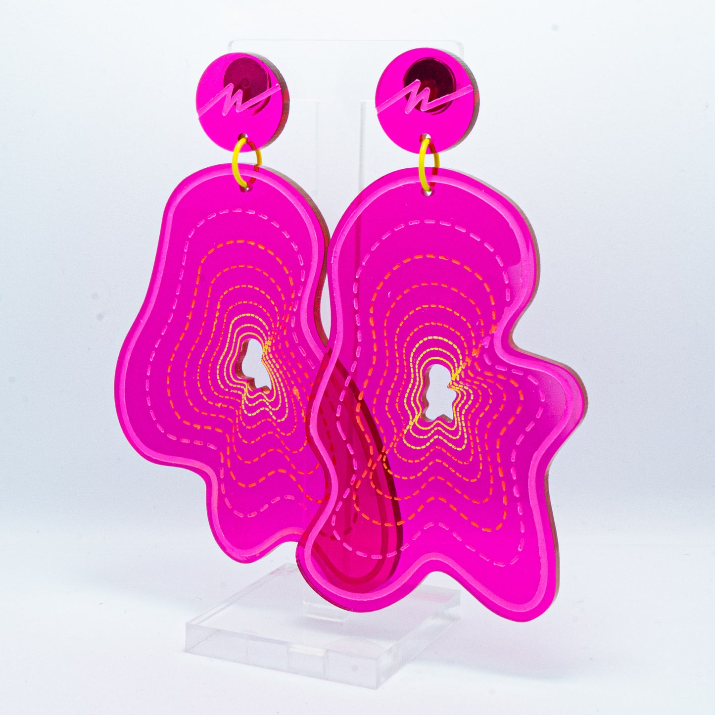 Vaporwave large pink blob dangles (pink outline)