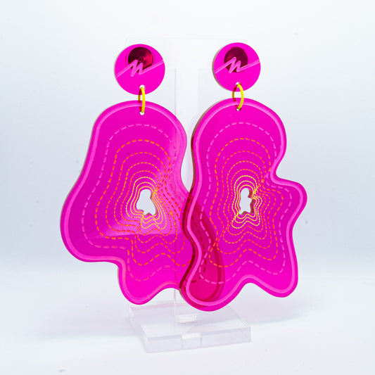 Vaporwave large pink blob dangles (pink outline)