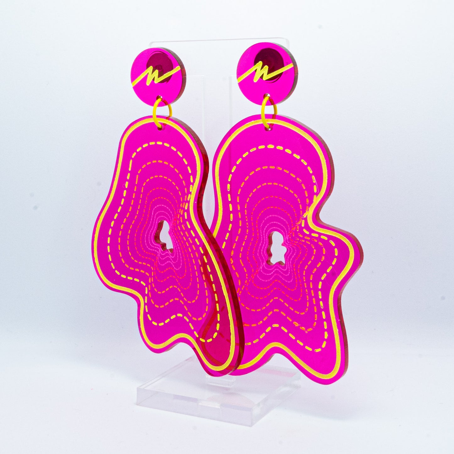 Vaporwave large pink blob dangles (yellow outline)