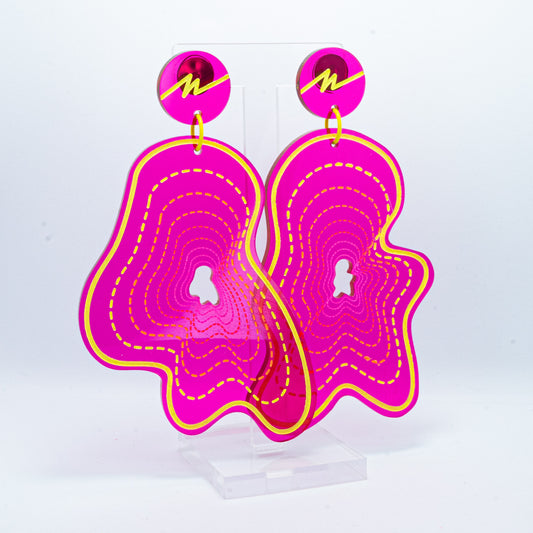 Vaporwave large pink blob dangles (yellow outline)