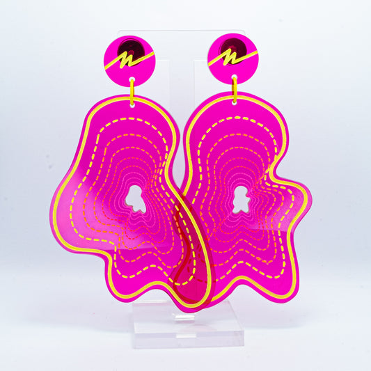 Vaporwave large pink blob dangles (yellow outline)
