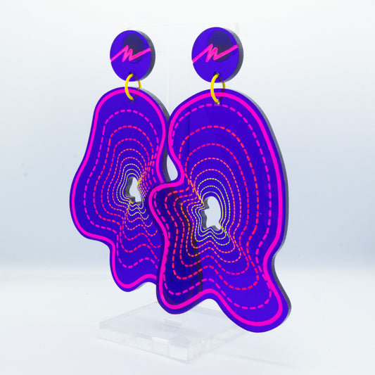 Vaporwave large purple blob dangles (pink outline)