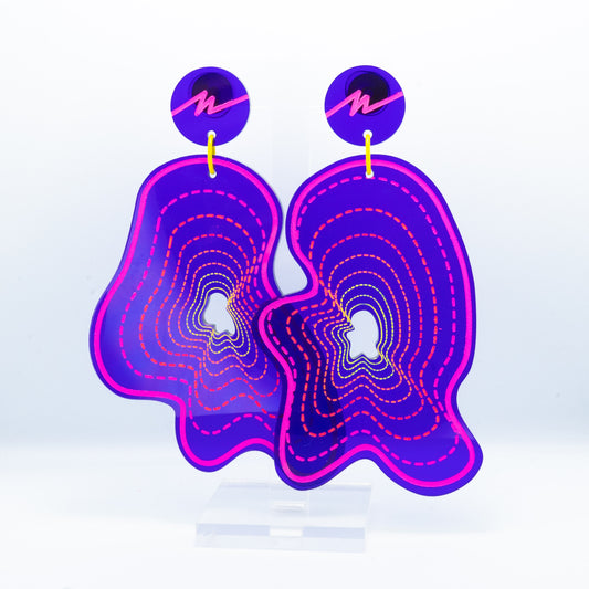 Vaporwave large purple blob dangles (pink outline)