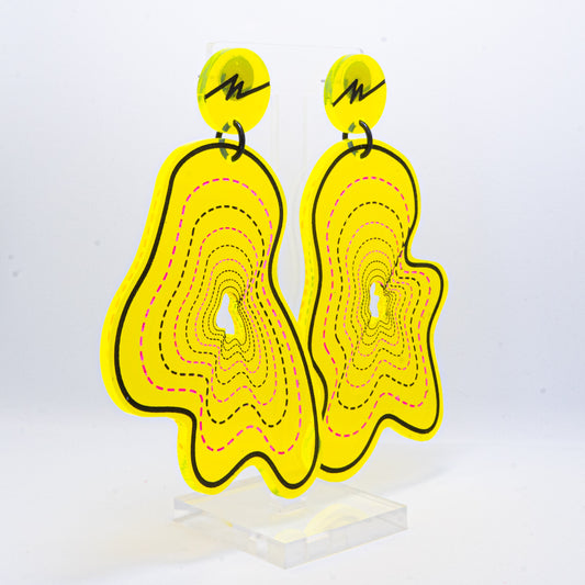 Vaporwave large yellow blob dangles (black outline)