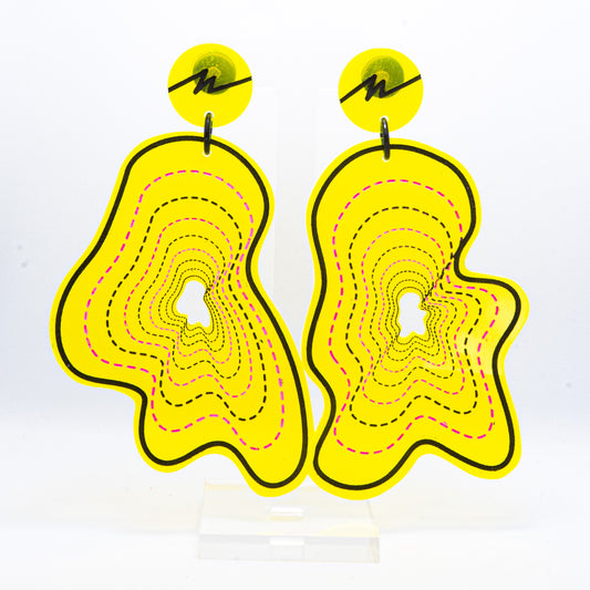 Vaporwave large yellow blob dangles (black outline)