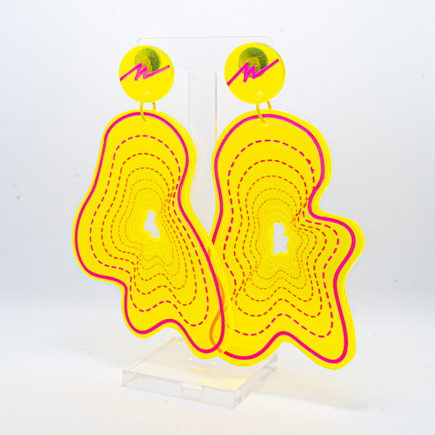 Vaporwave large yellow blob dangles (pink outline)