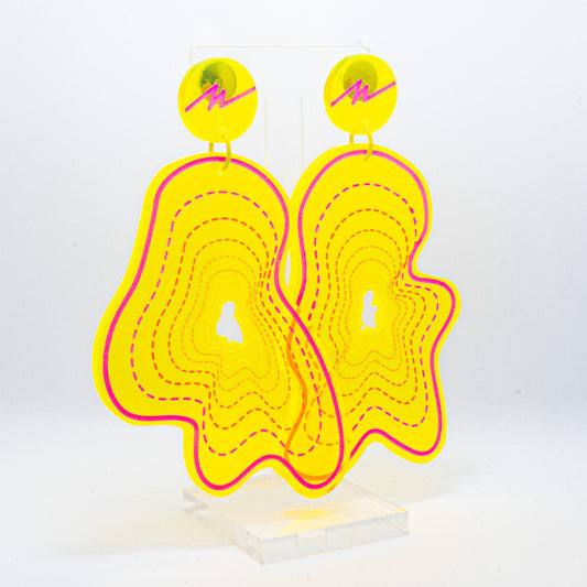Vaporwave large yellow blob dangles (pink outline)