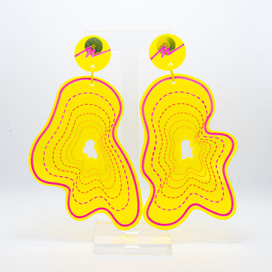 Vaporwave large yellow blob dangles (pink outline)