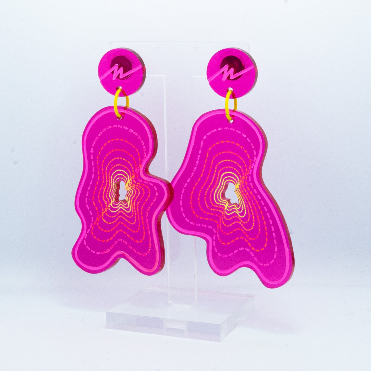 Vaporwave medium pink blob dangles (pink outline)