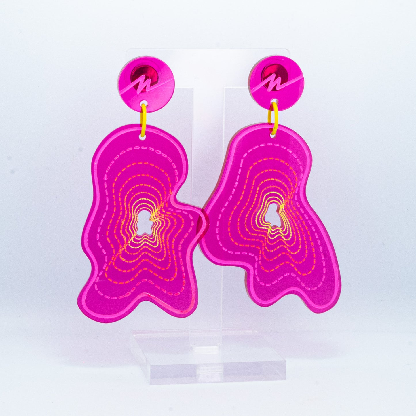 Vaporwave medium pink blob dangles (pink outline)