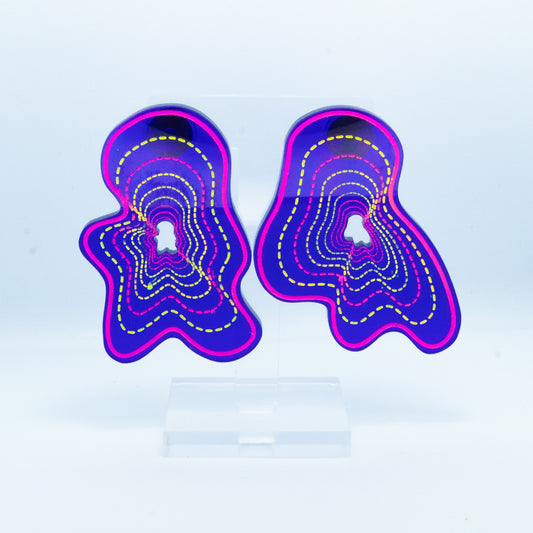 Vaporwave medium purple blob studs (pink outline)