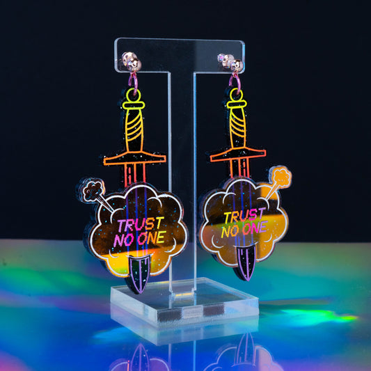 Behind your back black and iridescent dangles