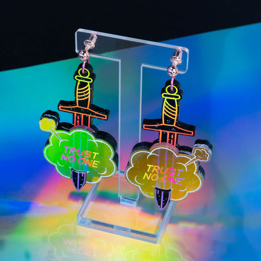 Behind your back black and iridescent dangles