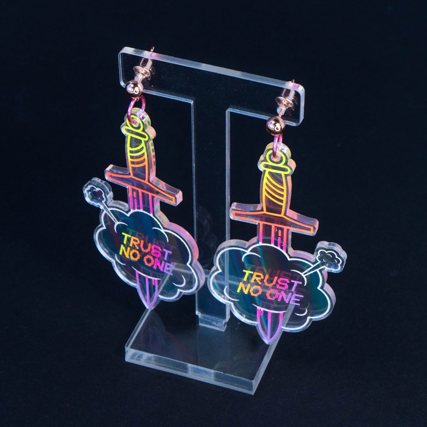 Behind your back holographic dangles