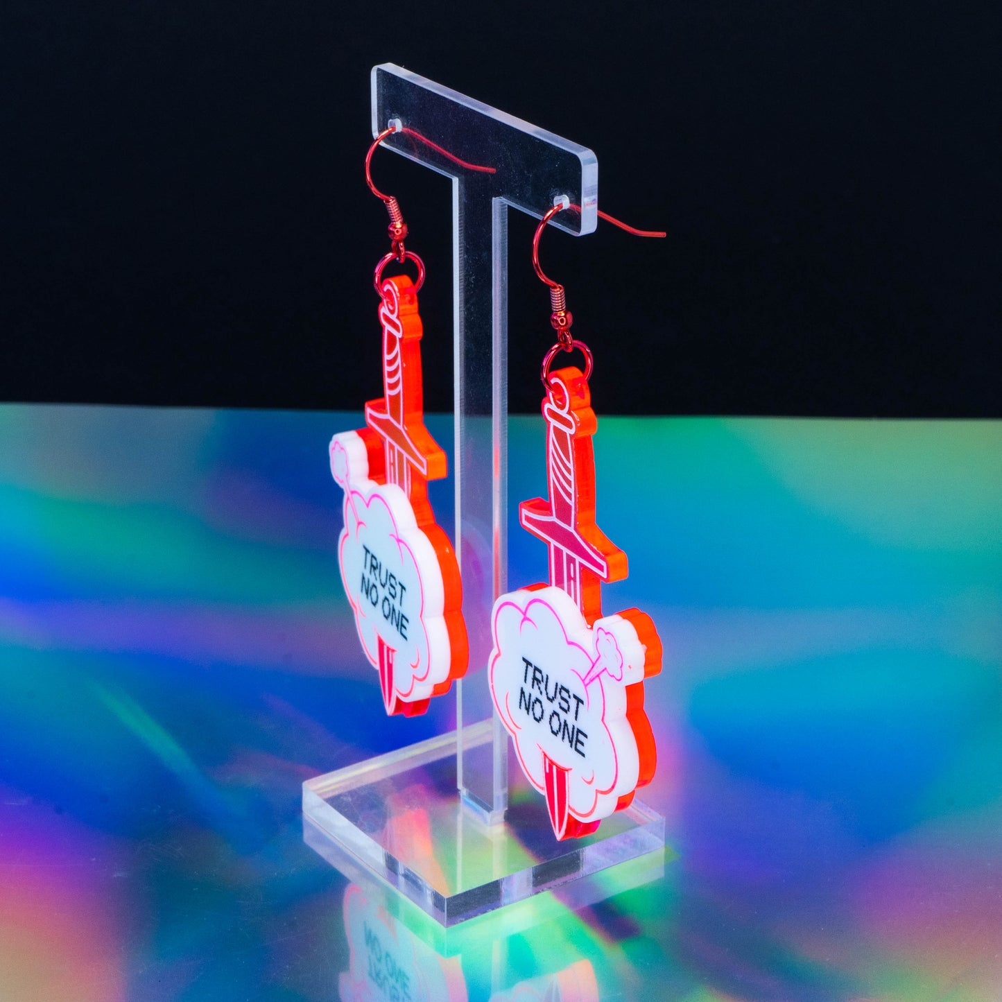 Behind your back neon red hooks