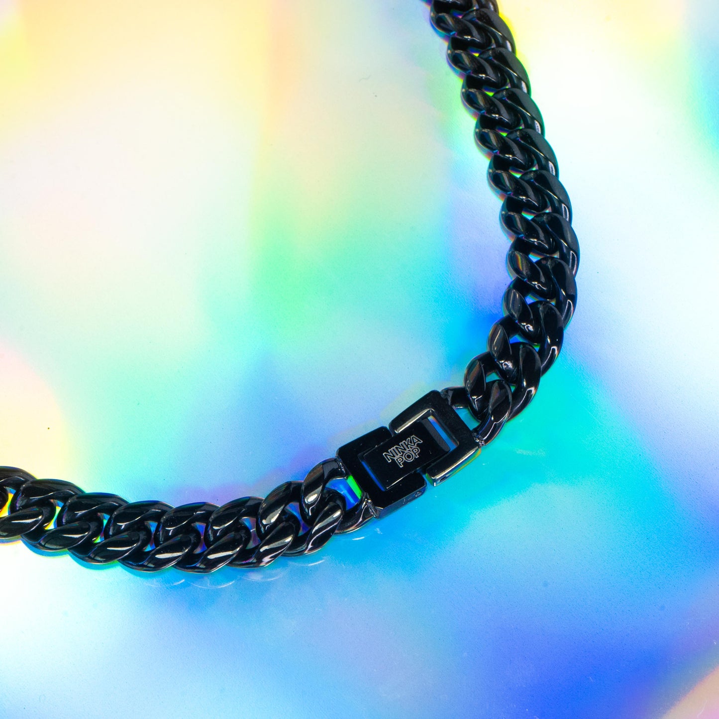 Black stainless steel chain necklace