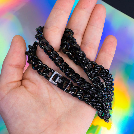 Black stainless steel chain necklace