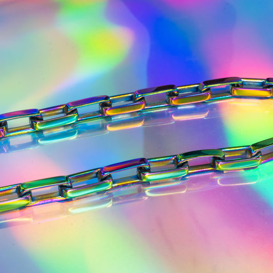 Chunky rainbow stainless steel chain necklace