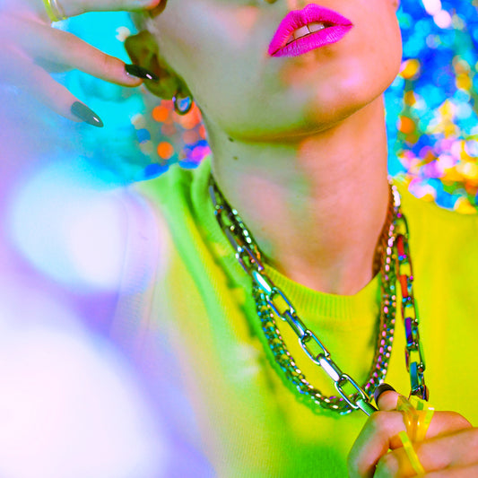 Chunky rainbow stainless steel chain necklace