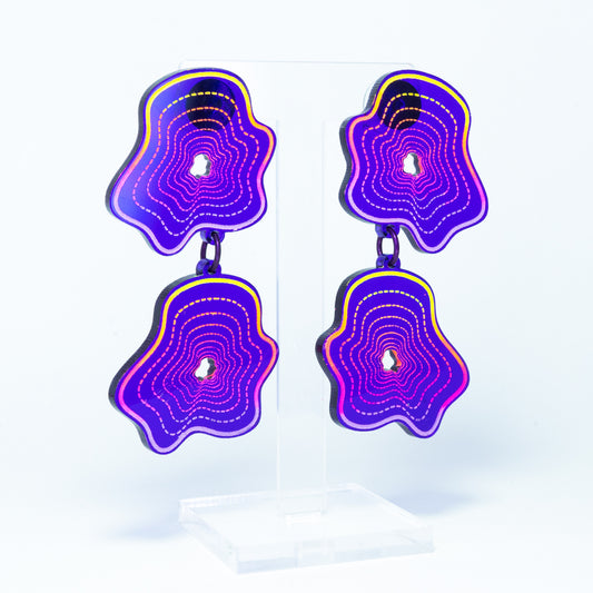 Vaporwave purple double blob dangles