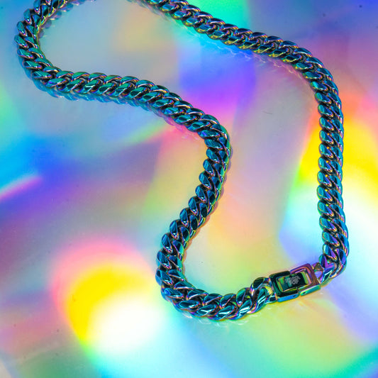 Rainbow stainless steel chain necklace