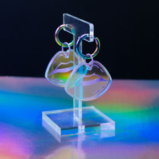 Iridescent lilac lip hoops