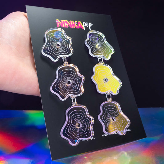 Iridescent triple blob dangles