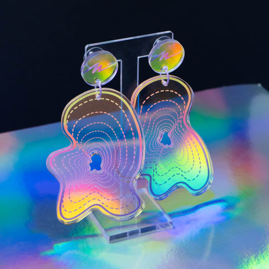 Iridescent large rainbow blob dangles