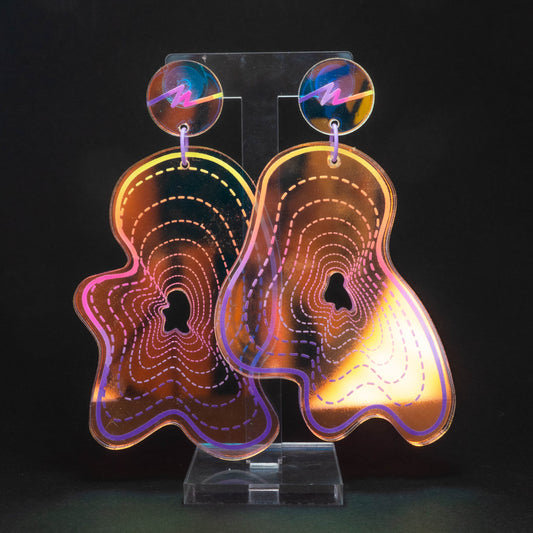 Iridescent large rainbow blob dangles