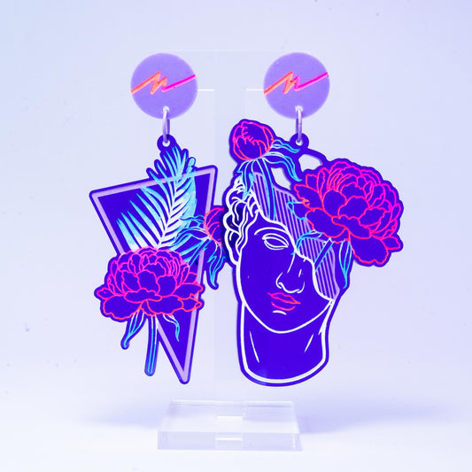 Large purple tropical flower boi dangles