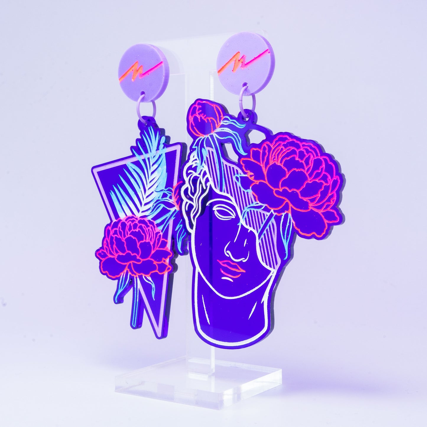 Large purple tropical flower boi dangles