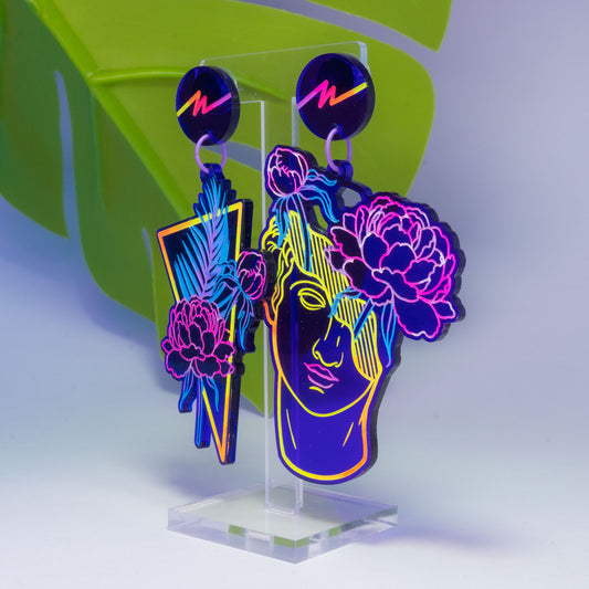 Large purple tropical flower boi dangles