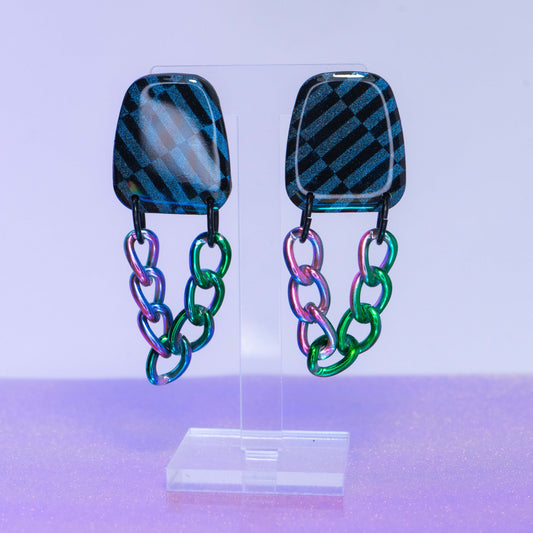 Medium black thick chain Rock dangles