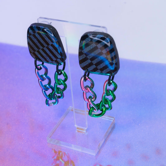 Medium black thick chain Rock dangles