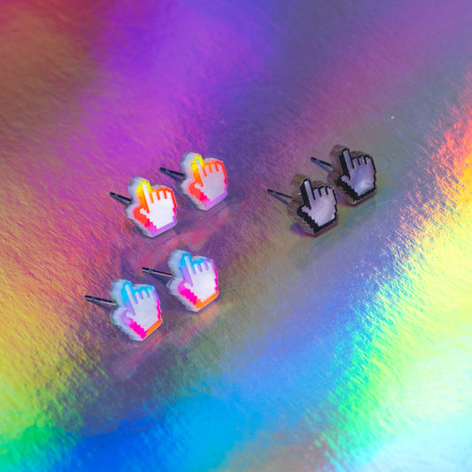 Mini marble white cursor studs