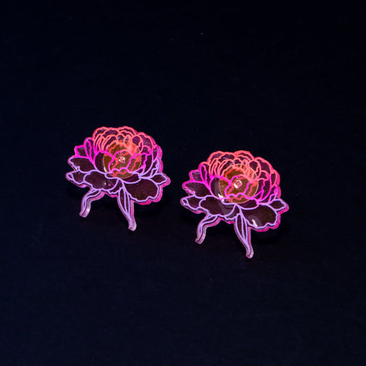 Acrylic large peony studs