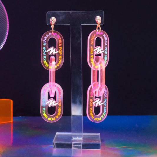 Neon pink small triple LINK dangles
