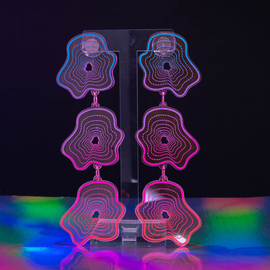 Neon pink triple blob dangles