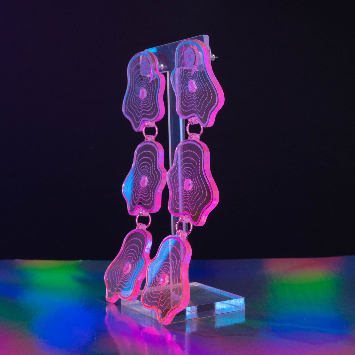 Neon pink triple blob dangles