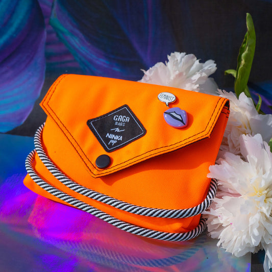 Orange bag (lilac + black/white strap)