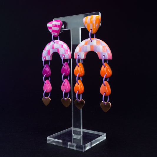 Pink and orange gradient drop dangles