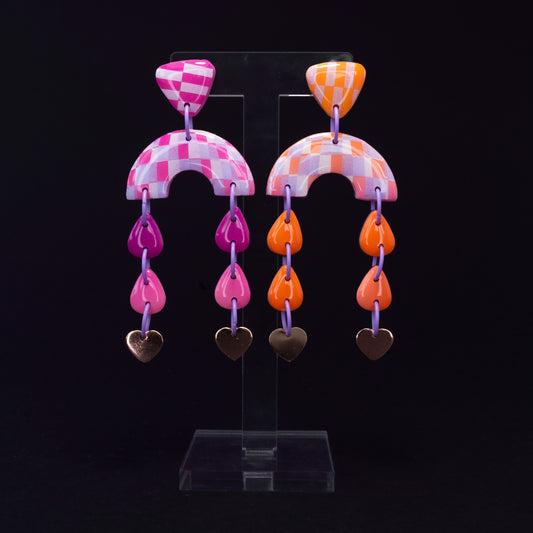 Pink and orange gradient drop dangles