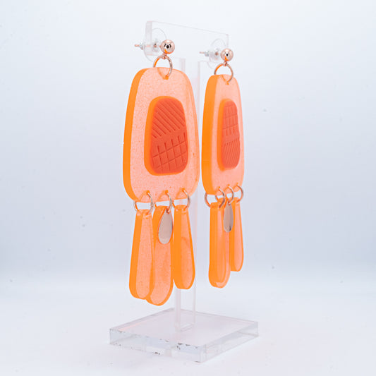 Orange clay center Rock drop dangles