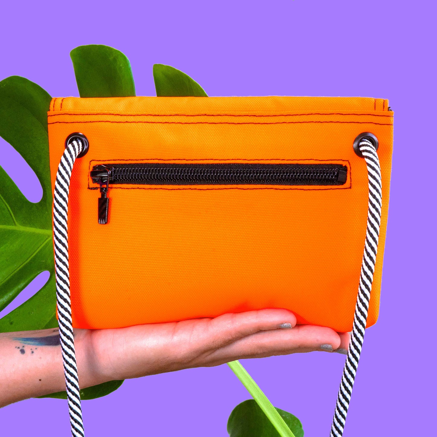 Orange bag (lilac + black/white strap)