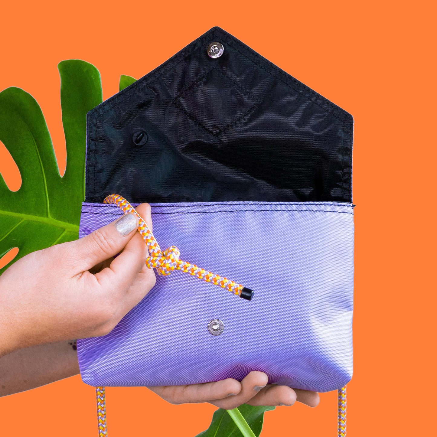 Lilac bag (orange multi + neon pink strap)