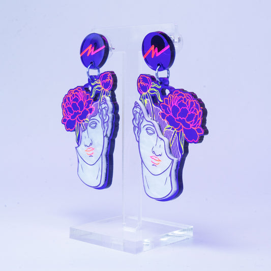 Small 3D purple flower boi dangles